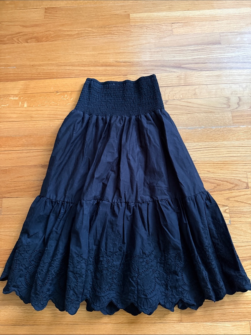 Jason Wu eyelet lace smocked top midi boho festival skirt Medium B08